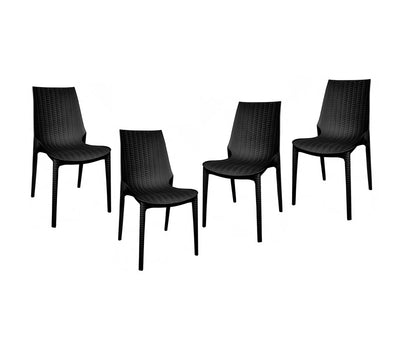 Black LeisureMod Kent Outdoor Dining Chair Set Of 4