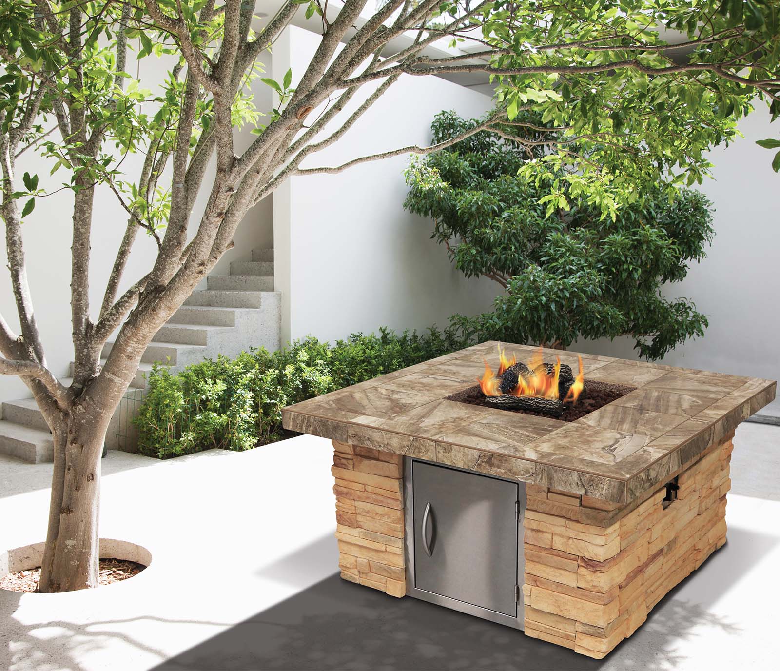 Outdoor Fire Pit Propane Domi 50K BTU Propane Fire Pit Table W/ Lid