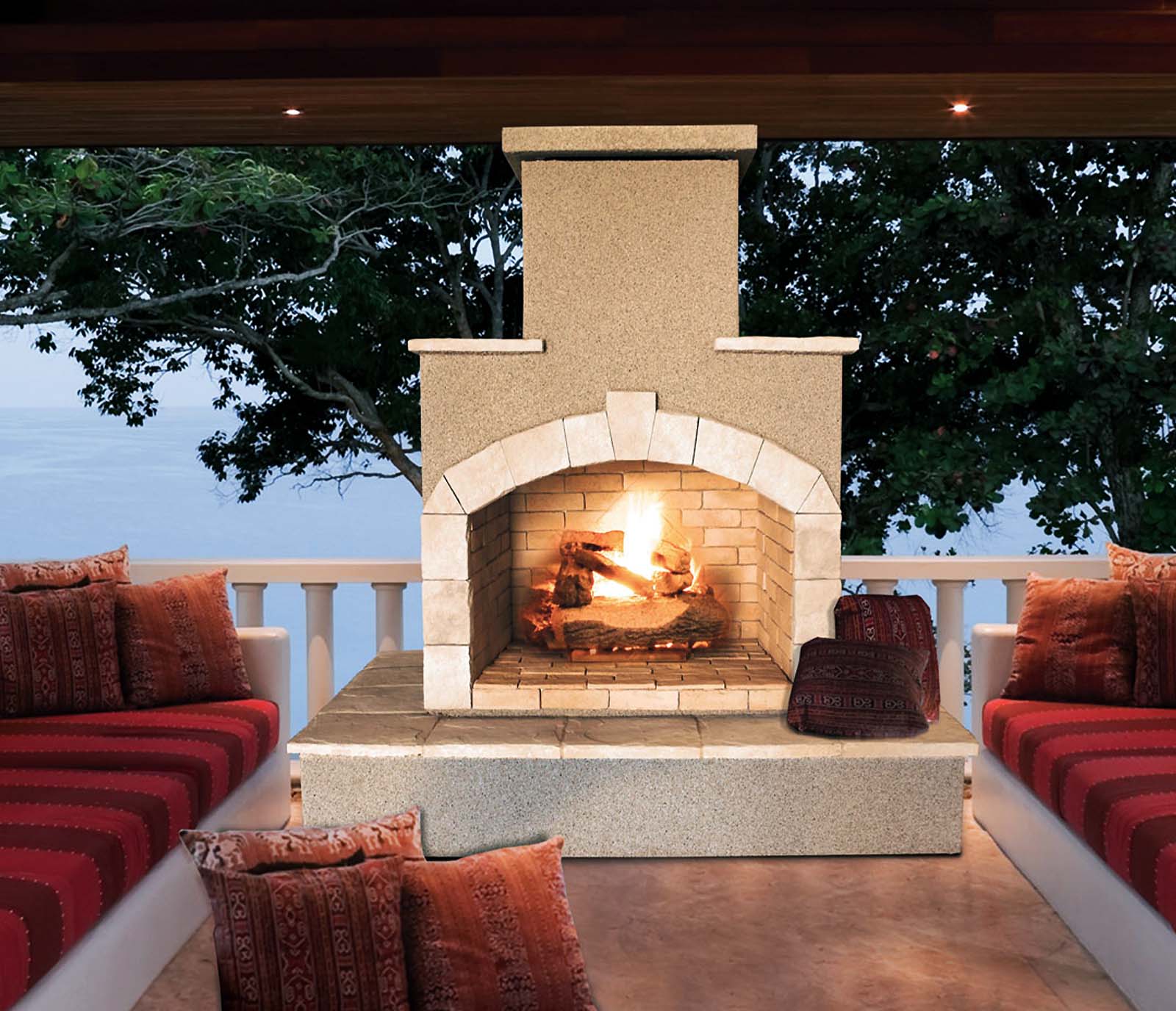 Outdoor Fireplace 73 in. Propane/Natural Gas by Cal Flame FRP908-3 ...