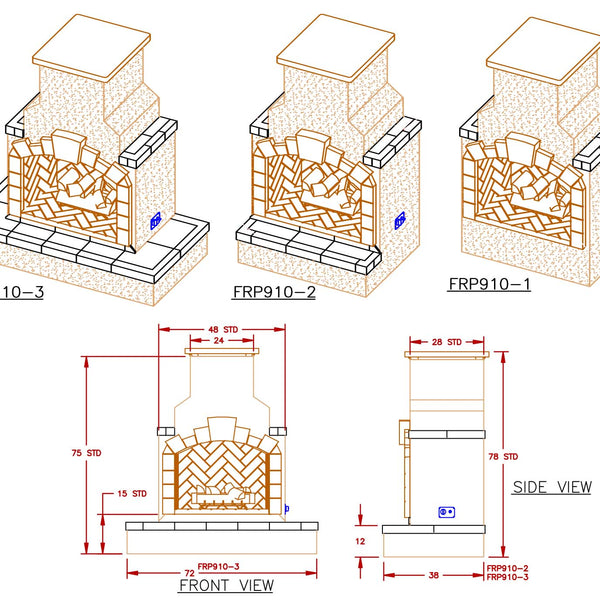 Outdoor Fireplace 48 in. Propane/Natural Gas by Cal Flame FRP910-2 ...