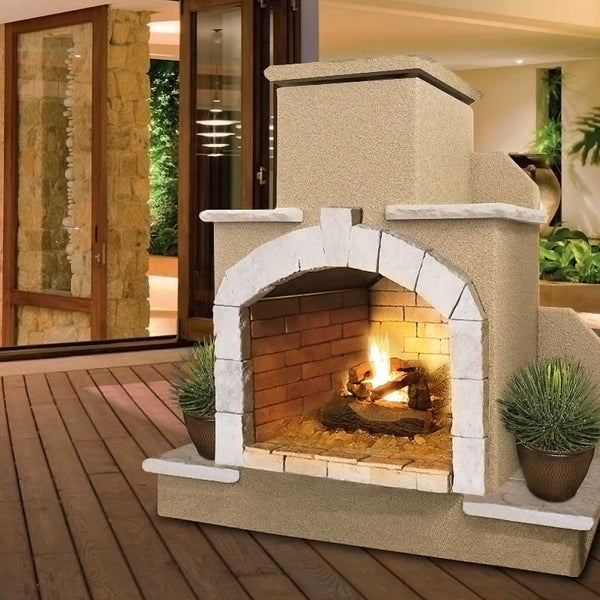 Outdoor Fireplace 78 in. Propane/Natural Gas by Cal Flame FRP915 ...