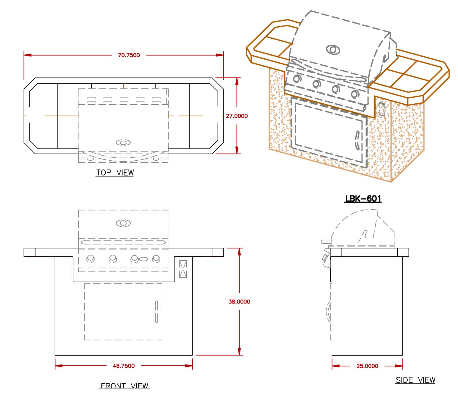 6 ft. BBQ Island with P4 Grill and Stainless Steel Storage by Cal Flam