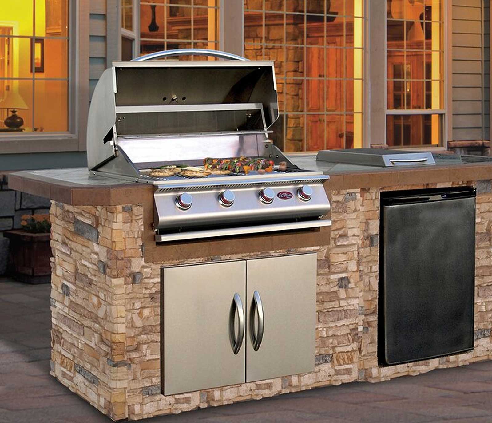 BBQ Island with P4 Grill and Refrigerator by Cal Flame