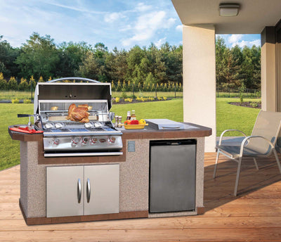 Cal Flame LBK710 Outdoor Kitchen BBQ Island P4 with Refrigerator and Grill
