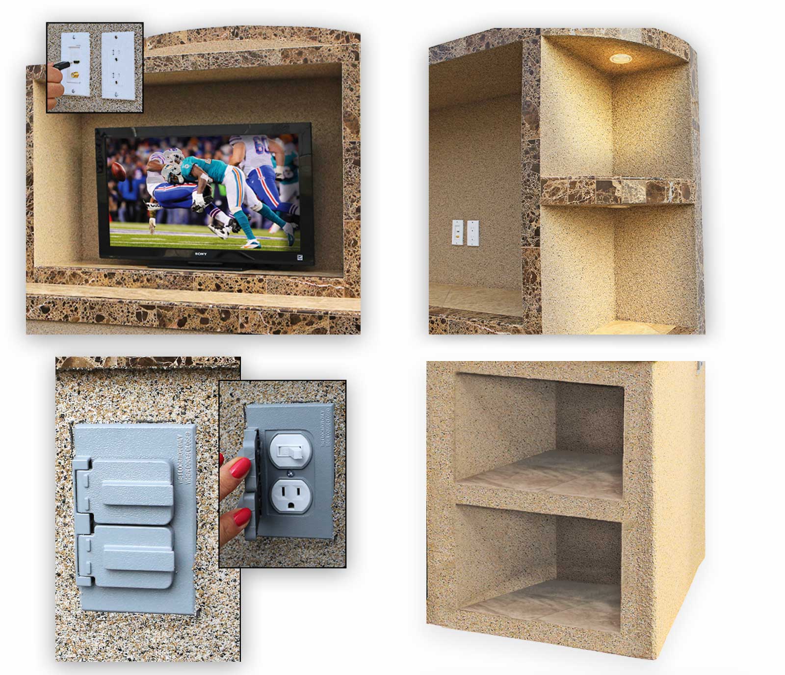 Crystal Outdoor Entertainment Center - Stucco and Tile Serving Bar by ...