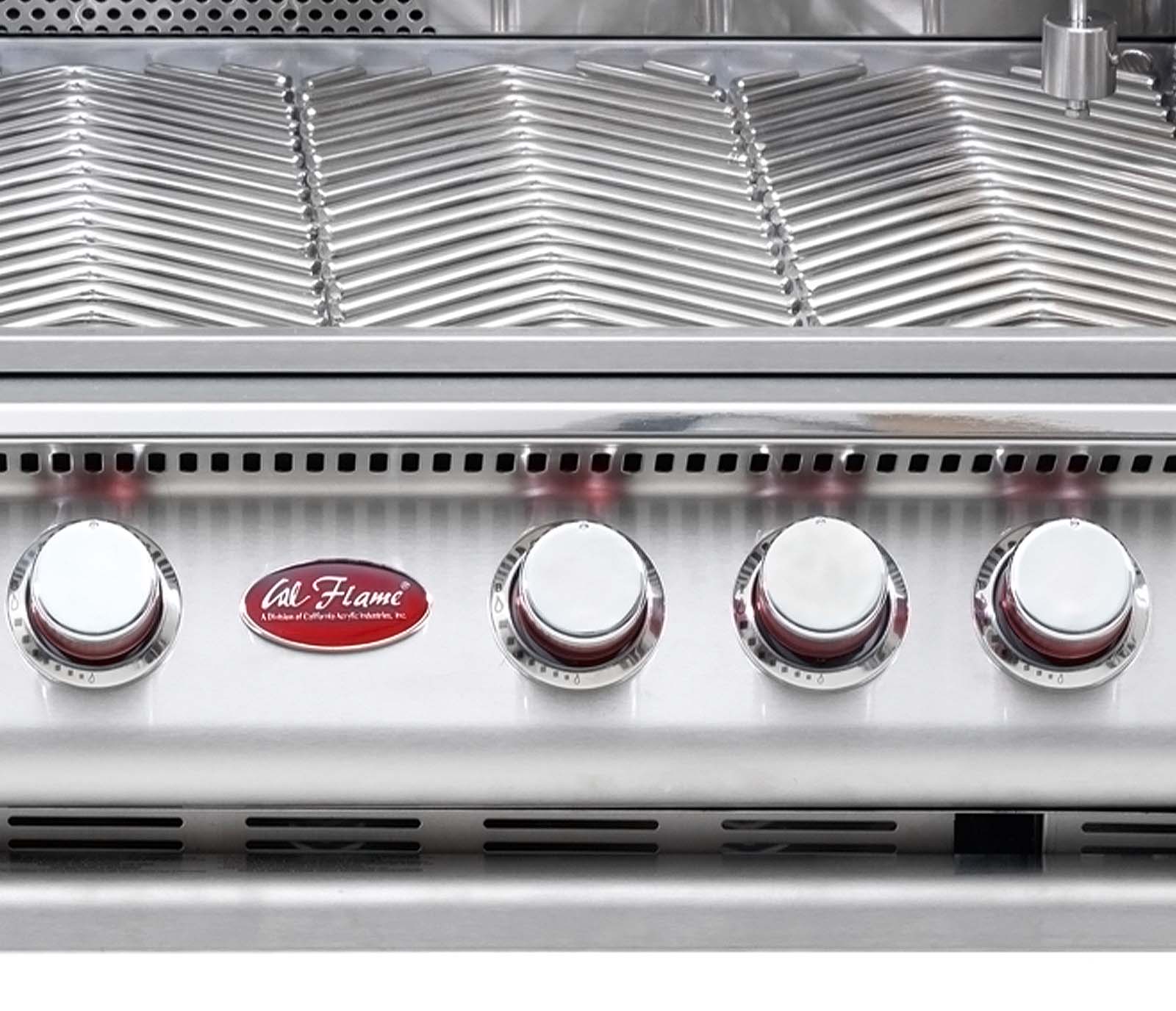 8 ft. L-Shaped BBQ Island with P4 Grill and Refrigerator by Cal Flame ...