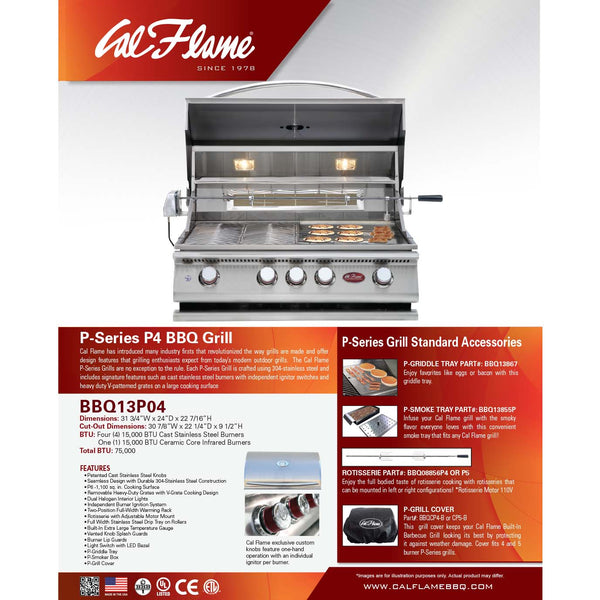 7 ft. BBQ Island with P4 Grill and Refrigerator by Cal Flame - LBK701 ...