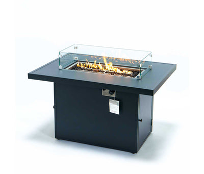 Black LeisureMod Chelsea Patio Modern Black Aluminum Propane Fire Pit Table