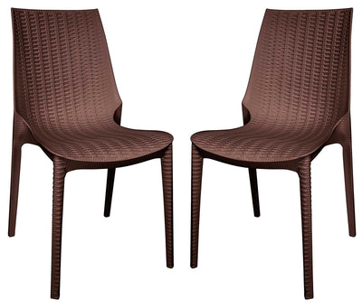 Brown LeisureMod Kent Outdoor Dining Chair Set Of 2