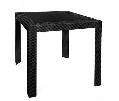 Black LeisureMod Mace Weave Design Outdoor Side Table