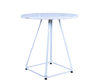 White LeisureMod Spencer Modern Outdoor Patio Marble Top 27.56" Bistro Table