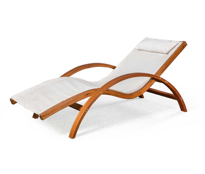Bentwood Breeze Luxury Lounger With Wood Frame - Champagne