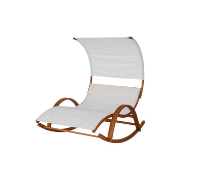 Bentwood Breeze Wood Frame Dual Rocking Lounger With Canopy